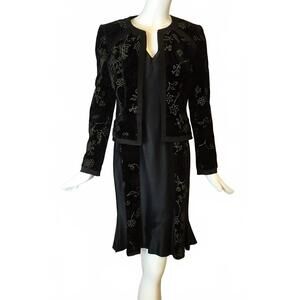 NEW RUTY women's velvet satin trim dress and jacket in black